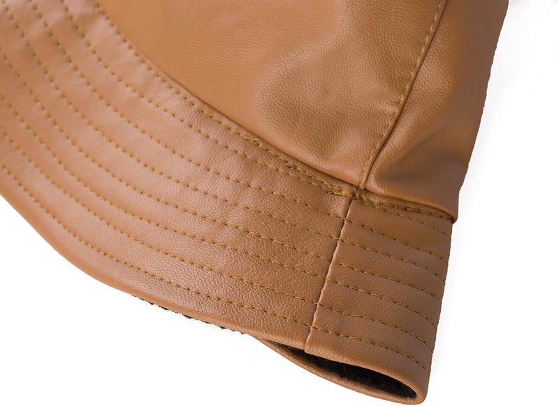 ZLYC Unisex Fashion Bucket Hat PU Leather Rain Hat Waterproof Fishmen Cap - Image 5